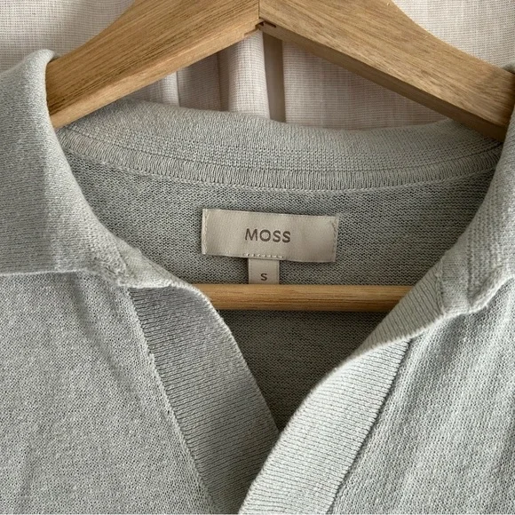 MOSS Linen Blend Light Sage Skipper Polo Size S